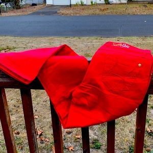 Red bell bottom pants